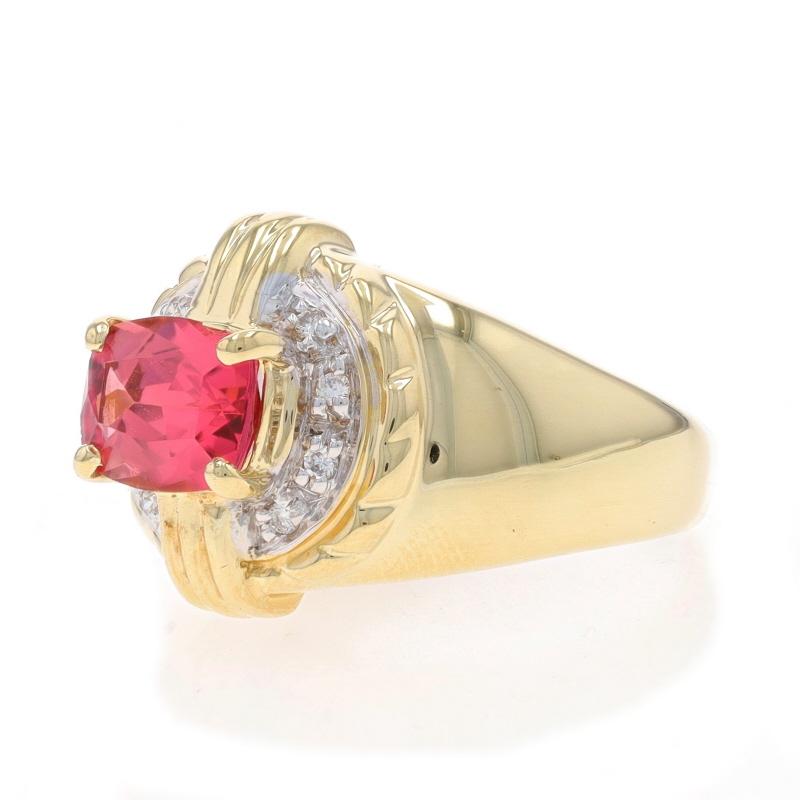 Yellow Gold Pink Tourmaline Diamond Ring - 14k Rectangular Cushion 1.11ctw In Excellent Condition For Sale In Greensboro, NC