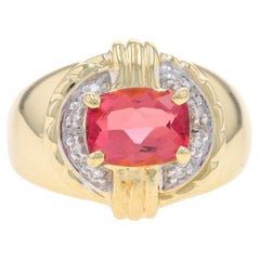 Anillo de Oro Amarillo con Diamante Turmalina Rosa - 14k Cojín Rectangular 1.11ctw