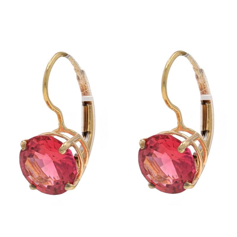Pendientes Gota Turmalina Rosa Oro Amarillo - 14k Redondos 2.72ctw Agujereados Corte redondo en venta