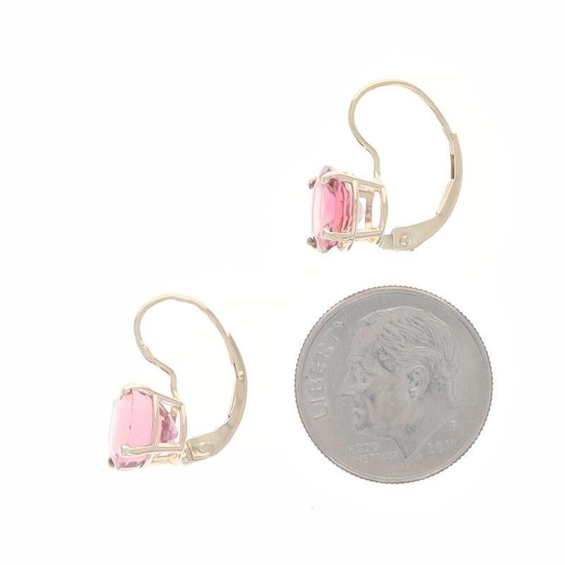 Pendientes Gota Turmalina Rosa Oro Amarillo - 14k Redondos 2.72ctw Agujereados en Excelente estado para la venta en Greensboro, NC
