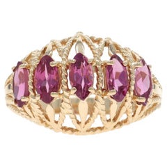 Yellow Gold Pink Tourmaline Five-Stone Dome Ring - 14k Marquise 1.50ctw