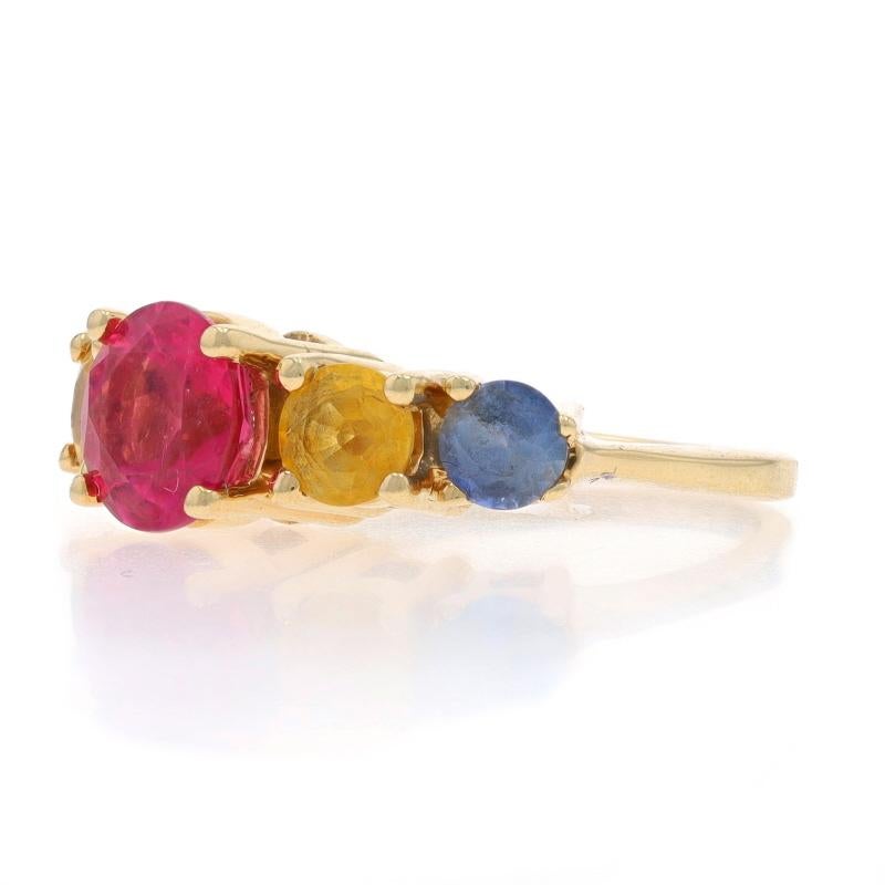 Yellow Gold Pink Tourmaline Sapphire Five-Stone Ring - 14k Round 3.24ctw In Excellent Condition For Sale In Greensboro, NC