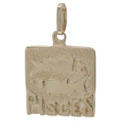 Pendentif Pisces en or jaune 14k breloque Zodiac