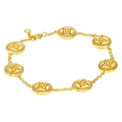 Yellow Gold Plate Silver Link Charm Bracelet 7 DIAMONDS in the SKY