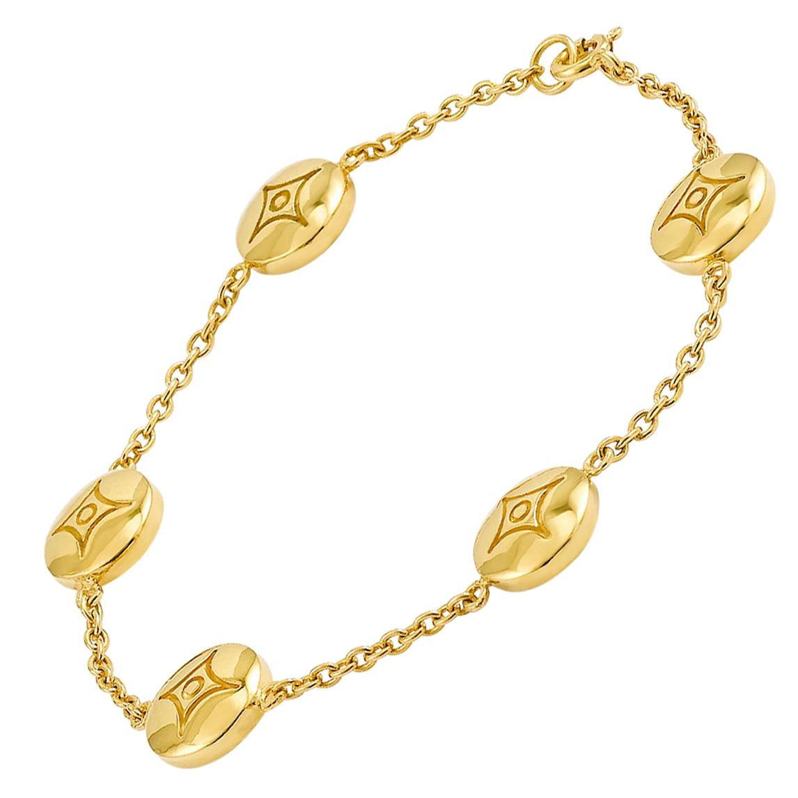 Yellow Charm Chain Bracelet with 5 DIAMONDS in the SKY For Sale