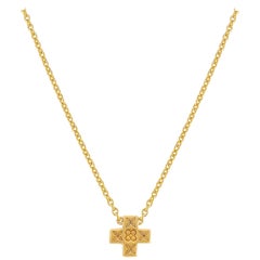 Yellow Gold Plate Silver Flower and Stars Cross Pendant DIAMONDS in the SKY