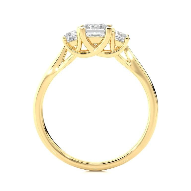For Sale:  Gold Plated 925 Silver Moissanite Three Stone Engagement Ring for Women Gift 5
