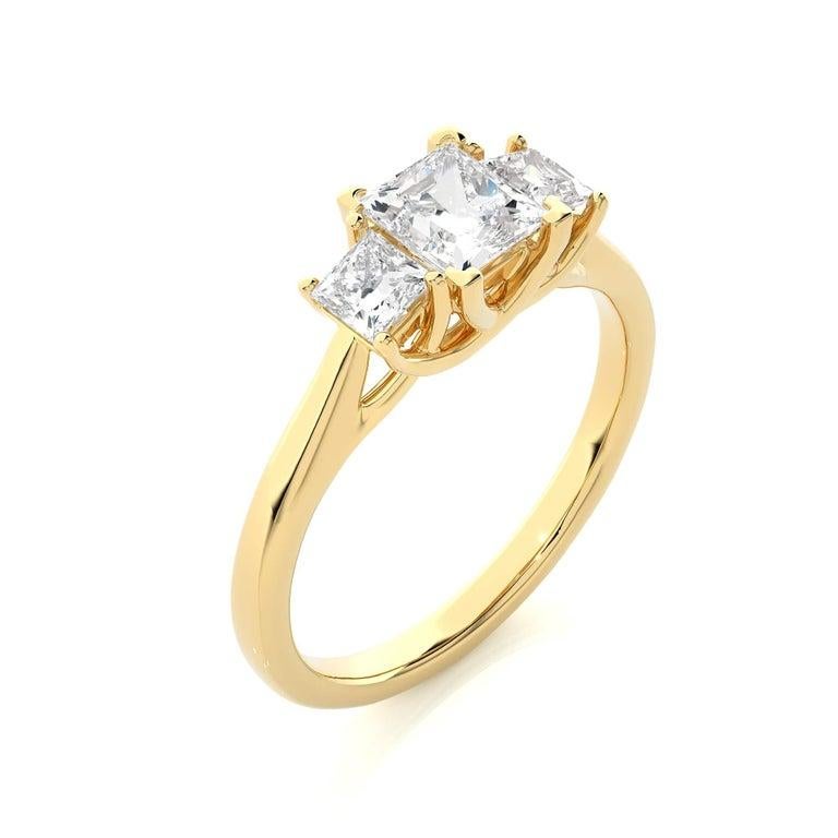 For Sale:  Gold Plated 925 Silver Moissanite Three Stone Engagement Ring for Women Gift 7