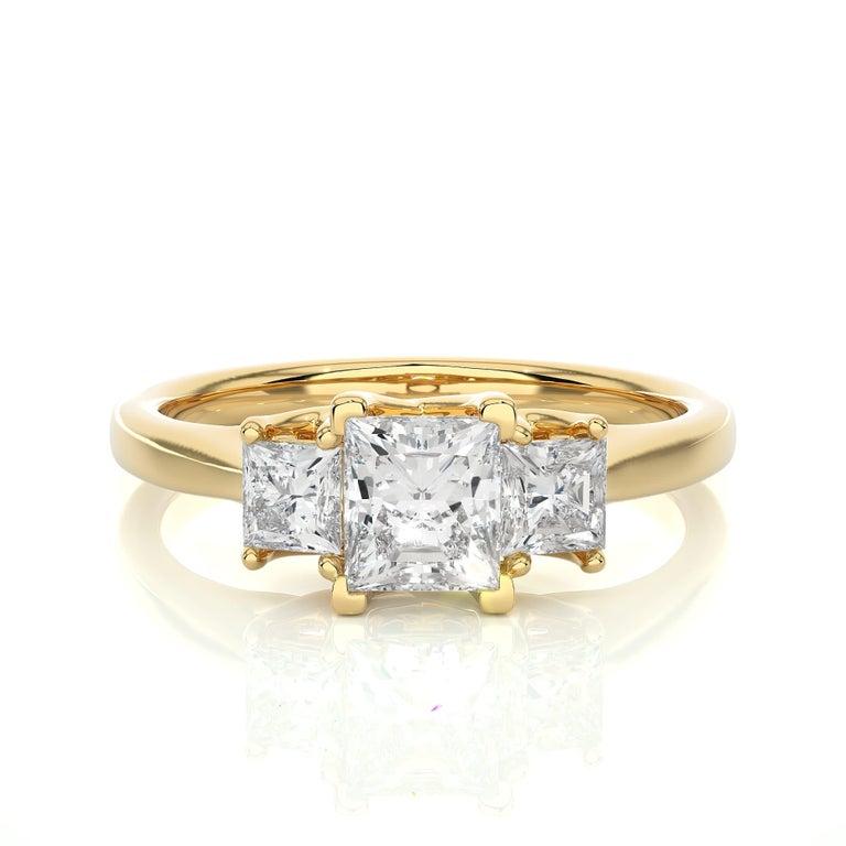 For Sale:  Gold Plated 925 Silver Moissanite Three Stone Engagement Ring for Women Gift 8