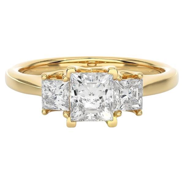 For Sale:  Gold Plated 925 Silver Moissanite Three Stone Engagement Ring for Women Gift