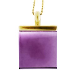 Yellow Gold-Plated Art Deco Style Pendant Necklace with Natural Amethyst