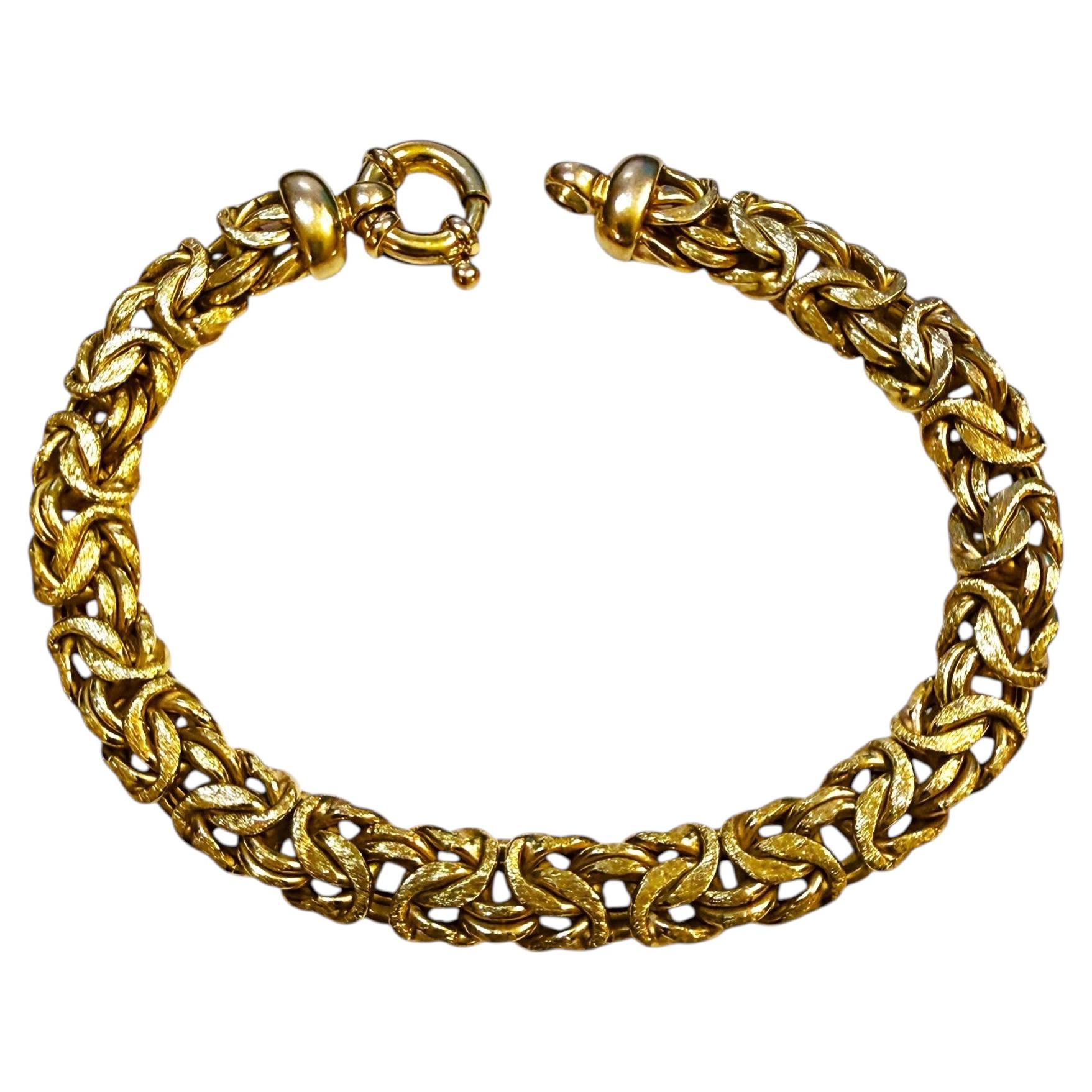 Yellow Gold Plated Italian Byzantine Chain Bracelet - 17.21 Grams