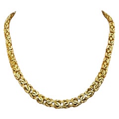 Collier à chaîne byzantine italienne plaqué or jaune, 18" - 26,06 grammes
