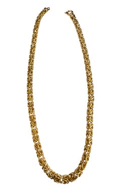 Yellow Gold Plated Italian Byzantine Chain Necklace 20" - 38.12 Grams