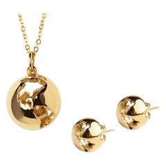 Yellow gold plated necklace and earrings set by Cristina Ramella