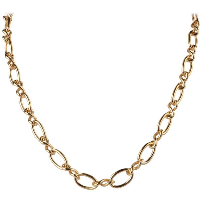 Yellow Gold Plated Orbit Chain Necklace by Cristina Ramella For Sale