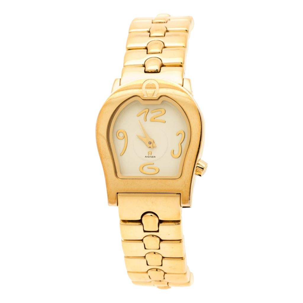 Yellow Gold Plated Stainless Steel Ravenna A02200 Women's Wristwatch 24 mm