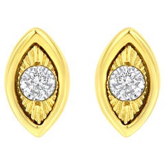 Clous d'oreilles plaqués or jaune et argent sterling avec diamants de 1/10 carat