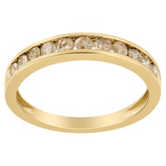 Yellow Gold Plated Sterling Silver 1/2 Carat Diamond Anniversary Band Ring
