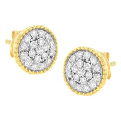 Gelbgold vergoldeter Ohrstecker aus Sterlingsilber 1/2 Karat Diamant Milgrained