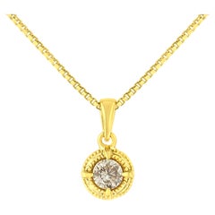 Yellow Gold Plated Sterling Silver 1/2 Carat Diamond Solitaire Pendant Necklace