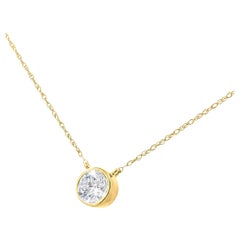 Collier pendentif en or jaune plaqué argent sterling avec diamants ronds de 1/2 carat