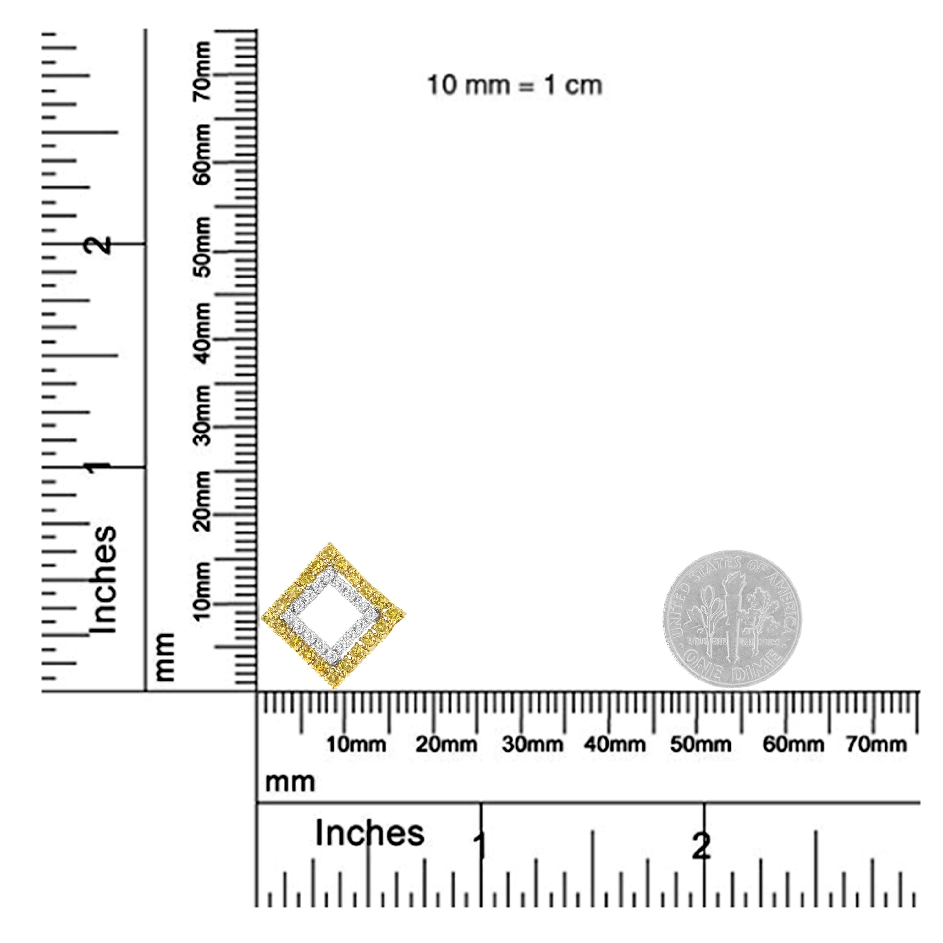 Taille ronde Collier pendentif en or jaune plaqué argent sterling et diamants traités de couleur 1/2 carat en vente