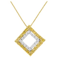 Collier pendentif en or jaune plaqué argent sterling et diamants traités de couleur 1/2 carat