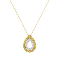 Yellow Gold Plated Sterling Silver 1/2Ct Treated Yellow Diamond Pendant Necklace
