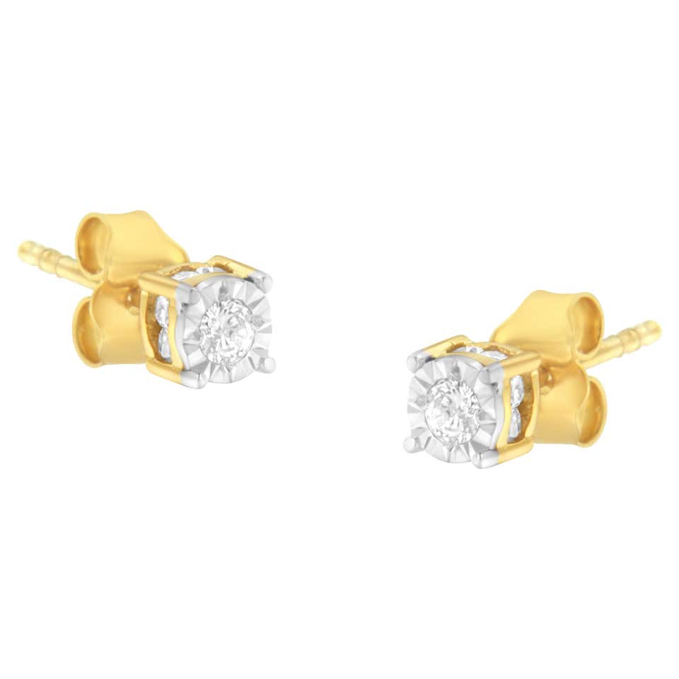 2 carat diamond stud earrings yellow gold Clearance