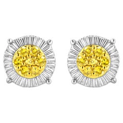 Yellow Gold Plated Sterling Silver 1/4 Carat Treated Yellow Diamond Earring