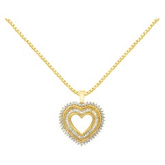 Yellow Gold Plated Sterling Silver 1.0 Carat Diamond Heart Pendant Necklace