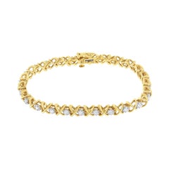 Pulsera de eslabones de diamantes de 1,0 quilate de plata de ley chapada en oro amarillo