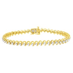 Yellow Gold Plated Sterling Silver 1.0 Carat Diamond Link Tennis Bracelet