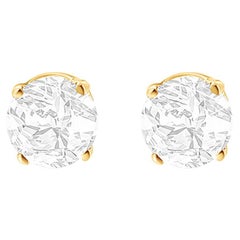 Yellow Gold-Plated Sterling Silver 1.0 Carat Diamond Solitaire Stud Earrings