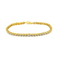 Bracciale in argento placcato oro giallo con diamanti incastonati da 1,0 carati A Link