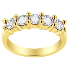 Bague à anneau en or jaune plaqué argent sterling et pierre de diamant de 1,00 carat