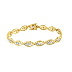 Plata de ley chapada en oro amarillo Pulsera de eslabones con diamantes engastados de 1,00 quilate