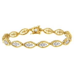 Plata de ley chapada en oro amarillo Pulsera de eslabones con diamantes engastados de 1,00 quilate