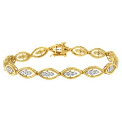 Yellow Gold Plated Sterling Silver 1.00 Carat Prong Set Diamond Link Bracelet