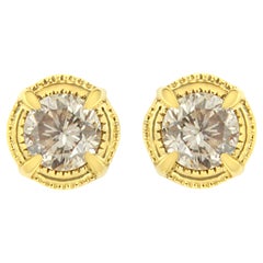 Pendientes de diamantes de 1,0 quilate en plata de ley chapada en oro amarillo