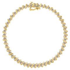 Bracelet tennis à maillons en argent sterling plaqué or jaune et diamants de 2,0 carats