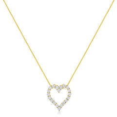 Yellow Gold Plated Sterling Silver 2.0 Carat Diamond Open Heart Pendant Necklace