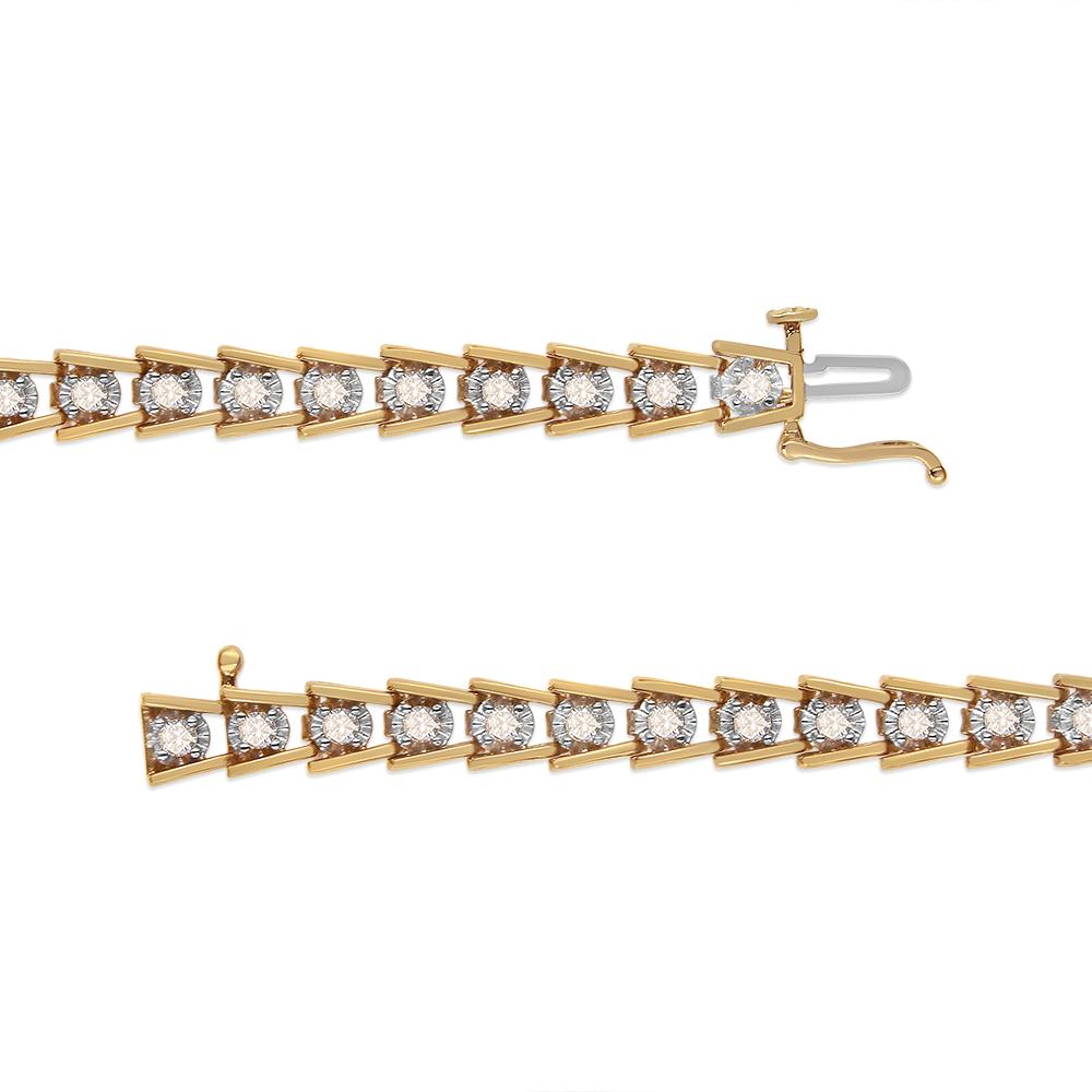 Contemporary Yellow Gold Plated Sterling Silver 2.0 Carat Miracle Diamond Wave Link Bracelet For Sale