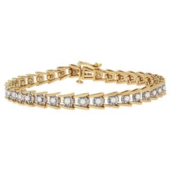 Yellow Gold Plated Sterling Silver 2.0 Carat Miracle Diamond Wave Link Bracelet
