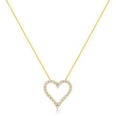 Yellow Gold Plated Sterling Silver 2.00 Carat Diamond Heart Pendant Necklace