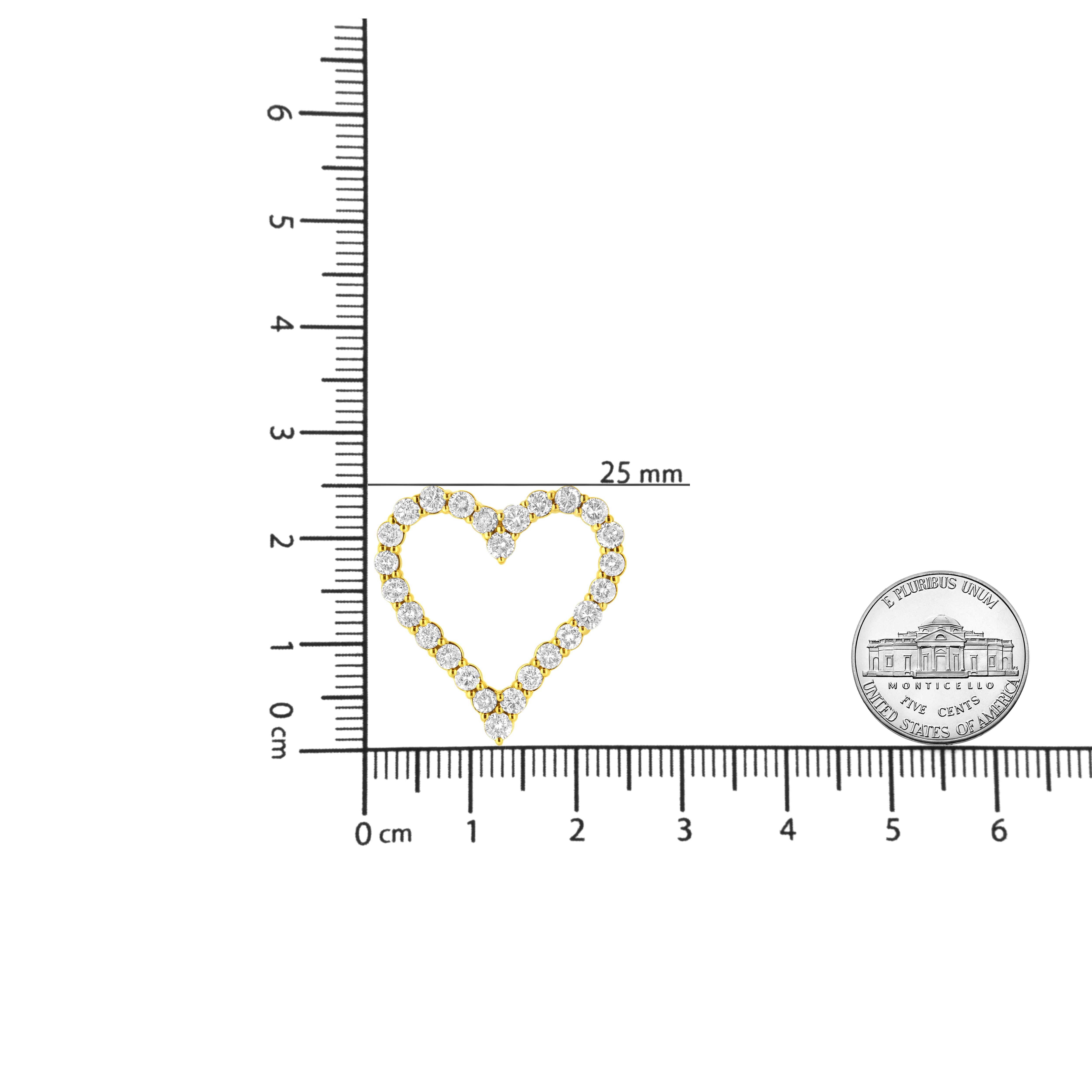 Yellow Gold Plated Sterling Silver 2.00 Carat Diamond Heart Pendant Necklace In New Condition For Sale In New York, NY