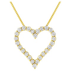 Yellow Gold Plated Sterling Silver 2.00 Carat Diamond Heart Pendant Necklace