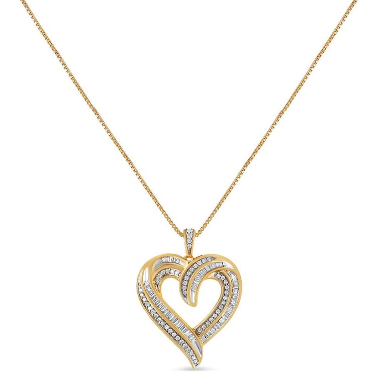 Yellow Gold Plated Sterling Silver 3/4 Carat Diamond Open Heart