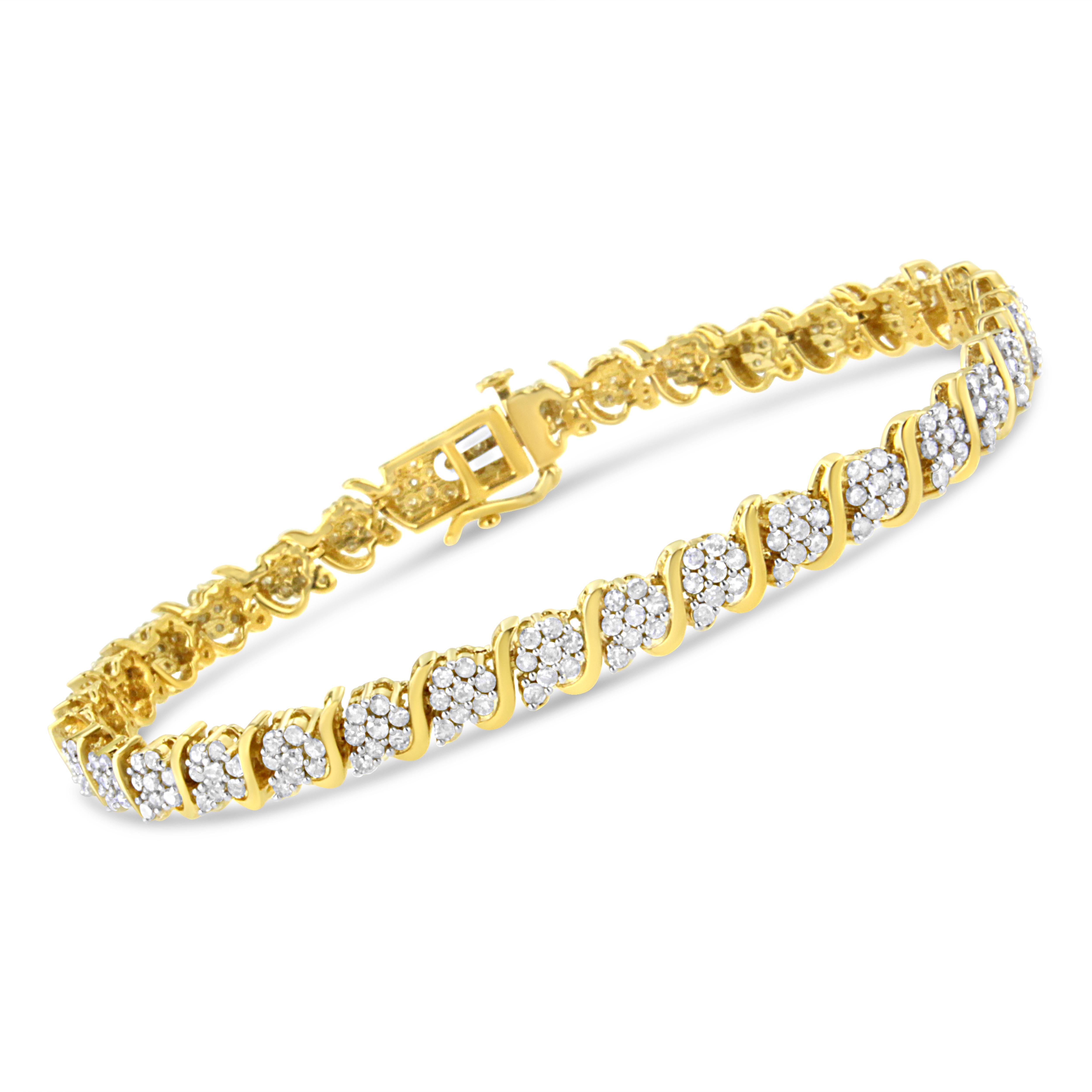 You will love the design of this elegant 14k yellow gold plated .925 sterling silver bracelet. Gold 